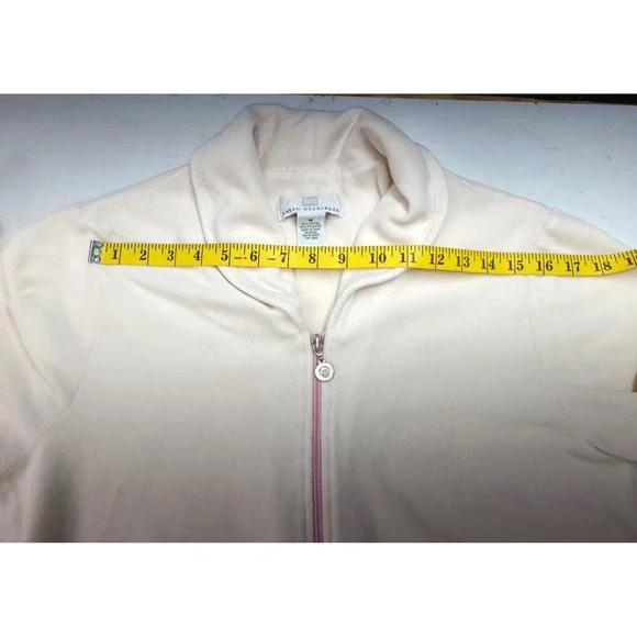 Karen Neuberger Velour Full Zip Robe Pockets Sleepwear Nightgown Sz M Blush Pink - Picture 8 of 9